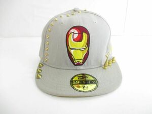 優良品 ニューエラ New Era × Marvel アイアンマン キャップ 59.6cm グレー 刺繍 スタッズ