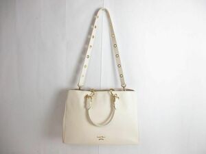 良品 サマンサタバサ Samantha Thavasa バッグ 2WAY ハンド ショルダー レザー アイボリー レディース