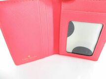 美品 ケイトスペード kate spade パスケース カードケース 名刺入れ レザー PWRU4188 蛍光ピンク レディース_画像5