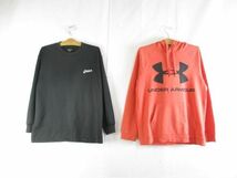 中古 アディダス アシックス アンダーアーマー ナイキ 長袖Tシャツ スウェットパーカー等4点 L 2XD メンズ_画像2