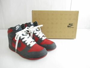 良品 ナイキ NIKE DUNK HIGH ダンクハイ スニーカー 317982-601 24.5cm レッド ブラック ユニセックス