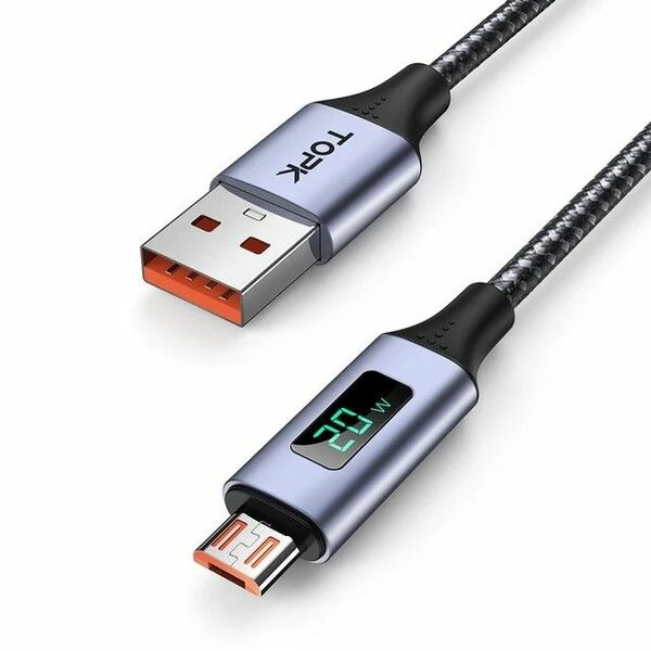 Micro USB 急速充電 充電ケーブル 電力表示 1m ワット表示 デジタル ３A マイクロUSB