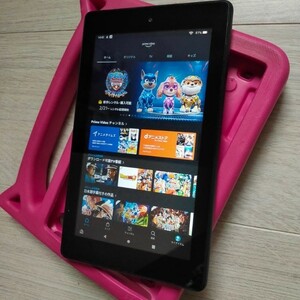 Amazon FIRE 7（第9世代） ピンクキッズカバー付き　 プライムビデオ視聴に　Tver　YouTube 急速充電対応