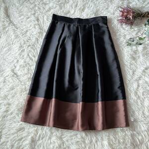 ② ユナイテッドアローズ 配色 バイカラー シルキー スカート 大きいサイズ40 日本製