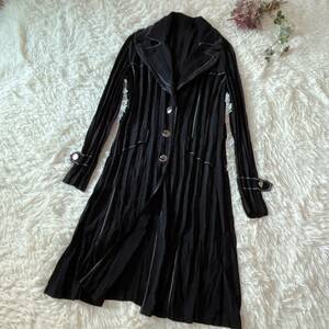 ⑤ スペッチオ プリーツ ロングコート 黒 大きいサイズ 40