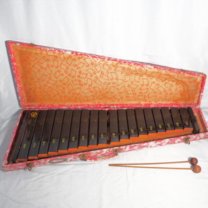 TOWA楽器 木琴 ハードケース付き マレット付属 本体全長約60cm シロホン パーカッション 打楽器/120サイズの画像1
