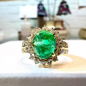 ★エメラルドダイヤモンドリング★EMERALD★DIAMOND★RING K18 3.8g E1.22ct D0.43ctの画像3