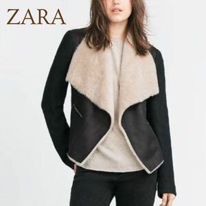 ZARA ザラ フェイクファー ライダースジャケット ブルゾン S レディース A5263