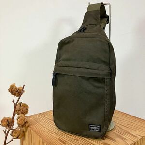 ●美品【定価￥25,300】PORTER ポーター BEAT(ビート) ウォッシュ加工 キャンバス地 ボディバッグ/スリングバッグ/ワンショルダー