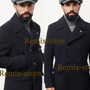 * adult . dresses stylishly ~ retro Classic Old Pea coat 3 color development size abundance S~4XL men's Vintage large size pea coat *439