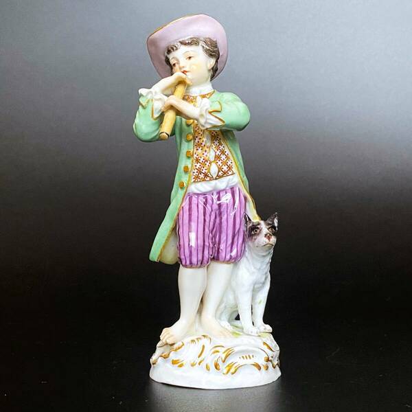 【美品】マイセン フィギュリン　羊飼い　1870年★Meissen porcelain figure ‘Shepherd’ c. 1870.