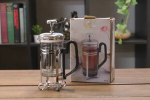 未使用 コーヒー＆ティーメーカー 3杯用 プレス レトロ風 茶器 ポット 珈琲 紅茶 Za907