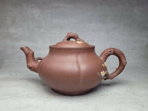 宜興窯 紫砂茶壷 在銘 煎茶道具 民國 中國宜興款 紫砂貼花梅枝壺