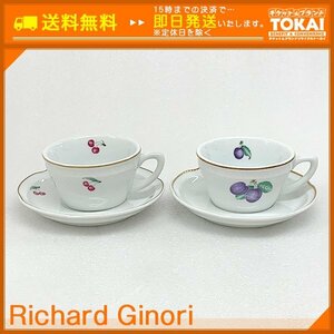 TH10 [送料無料/中古美品] リチャード・ジノリ Richard Ginori ボンジョルノ チェリー/プルーン カップ&ソーサー ペア