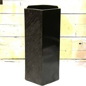 傘立て 陶器 六角形 ブラック k2402151