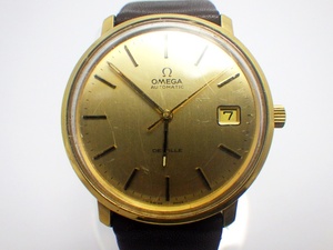 B24-109 OMEGA オメガ T00L107 デビル 自動巻き デイト ゴールド文字盤 DEVILLE メンズ腕時計 稼働品 純正ベルト/純正尾錠