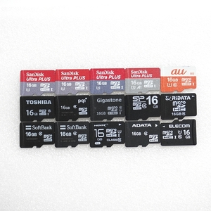 ■ microSDHC 16GB ■ まとめて 15枚セット / 動作品 フォーマット済 ジャンク 扱い microsd SanDisk 他 S1121 