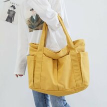 新品★即決 帆布 キャンバス トートバッグ レディース マザーズ 防犯 大容量 肩がけ 買い物 バッグ 手提げ 黄色 イエロー b962YE01sz_画像4