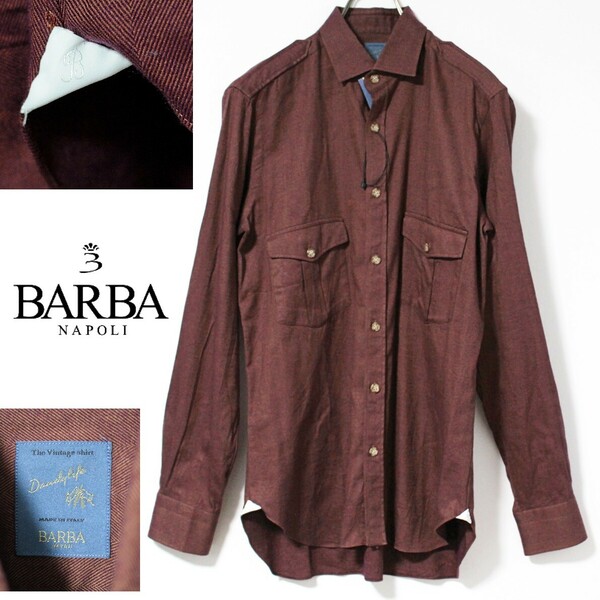 新品 BARBA バルバ イタリア製 エポレットシャツ 首回り39cm（M相当　Ｋ3227