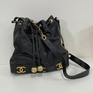 G◎ CHANEL シャネル トリプル ココマーク チェーン ショルダーバッグ 巾着型 キャビアスキン ポーチ付き レディース キズ 汚れ有 カビ有