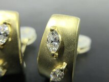 【TASAKI】K18YG マーキスカット ダイヤモンド デザイン イエローゴールド クリップ式 イヤリング 6.3g 0.2ct J388_画像2