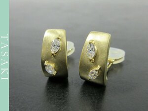 【TASAKI】K18YG マーキスカット ダイヤモンド デザイン イエローゴールド クリップ式 イヤリング 6.3g 0.2ct J388