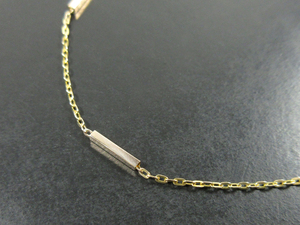 【バレステラ】K14YG/585 イエローゴールド カットスティック デザイン ネックレス イタリア製 幅1.5mm 37.5cm 2.8g J300S