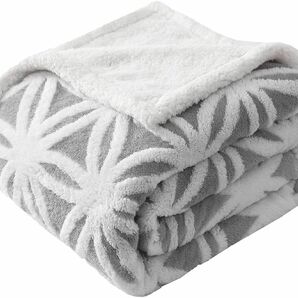 KAWAHOME 毛布 180ⅹ200cm 発熱 掛け毛布 裏ボア マイクロファイバー 軽い 洗える ブランケット 雪柄グレー