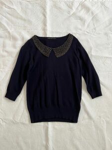 BEAMS LAPIS LUSE アンゴラ混ニット 飾り襟トップス カットソー