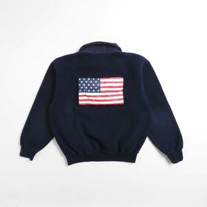 ラルフローレン　Ralph Lauren　フリース　ブルゾン　星条旗柄　ネイビー　ハーフジップ　美品　メンズ