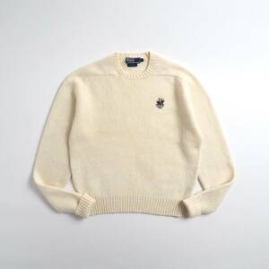 ラルフローレン　Ralph Lauren　ウール１００％　ニット　セーター　ポロベア　アイボリー　美品　メンズ