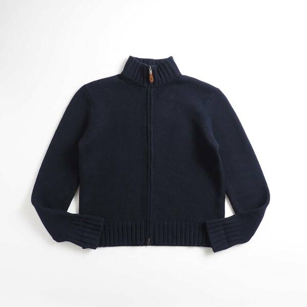 ラルフローレン　Ralph Lauren　ウール１００％　ドライバーズニット　濃紺色　ジップアップ　美品　メンズ