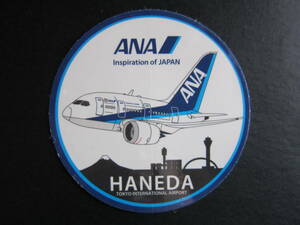 ANA■空港ステッカー■HANEDA■TOKYO INTERNATIONAL AIRPORT■B787■シェブロンノズル■ANA Inspiration of JAPAN■ステッカー