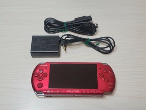 ジャンク SONY PSP プレイステーションポータブル PSP-3000 ラディアントレッド 本体のみ 充電 外装美品