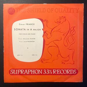 supraphon【貴重フラット10！】★ プロチェクのフランク ヴァイオリン・ソナタ ★ Alexander Plocek franck violin sonata LPM 115