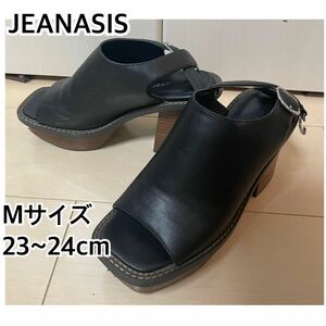 厚底サンダル/JEANASIS/ ブラック/レザー/ブーツサンダル/ヒール10cm