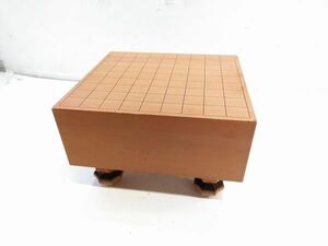 □将棋盤 4寸6分 板目 木表 木製 かや カヤ 脚付 ヘソあり 板 36cm×33cm A-1-295 @140□