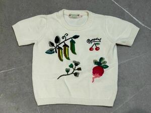 *BONPOINT Bonpoint embroidery short sleeves knitted pretty stylish 6A*