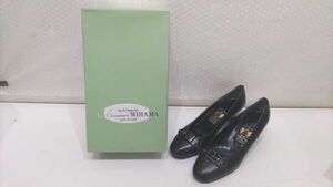 ■MIHAMA ミハマ Les Chaussures YOKOHAMA MOTOMACHI シューズ ヒール パンプス レザー ブラック レディース 23.0㎝ 元箱付 未使用品■Y②