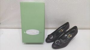 ■MIHAMA ミハマ Les Chaussures YOKOHAMA 靴 シューズ ヒール パンプス レザー ブラック エナメル レディース 23㎝ 元箱付 未使用品■Y①