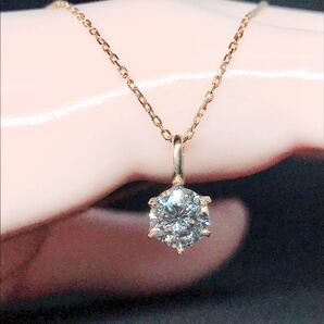 1.00ct 1粒 ダイヤモンド ペンダントトップ ヘッド K18 大粒 ダイヤ 1ct 6本爪 鑑定書付きの画像9