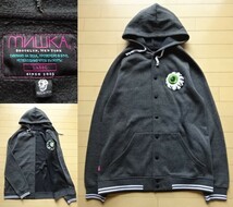 【MISHKA】フルスナップ スウェットパーカー グレー SIZE:LARGE (ミシカ,目玉,MNWKA)_画像1