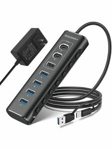 315(ROSONWAY USB ハブ10Gbps 7ポートUSB C 3.2x2 USB A 3.2x1 USB 3.0x4 2 in 1 ケーブル付き アルミ製 USB HUB セルフパワーとバスパワー