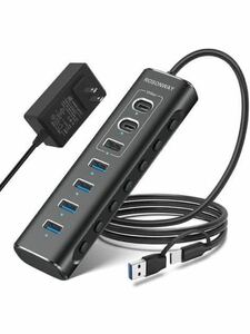 316(ROSONWAY USB ハブ10Gbps 7ポートUSB C 3.2x2 USB A 3.2x1 USB 3.0x4 2 in 1 ケーブル付き アルミ製 USB HUB セルフパワーとバスパワー