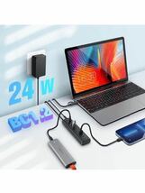 316(ROSONWAY USB ハブ10Gbps 7ポートUSB C 3.2x2 USB A 3.2x1 USB 3.0x4 2 in 1 ケーブル付き アルミ製 USB HUB セルフパワーとバスパワー_画像3