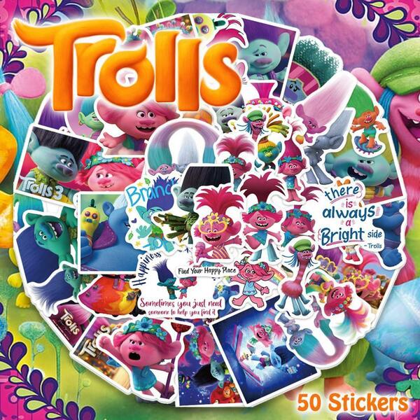 トロールズ ステッカー 50枚セット PVC 防水 シール 大量 Trolls トロール人形 アニメ 3D CG ミュージカル キャラクター