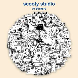 scooty studio ステッカー 70枚セット スクーティースタジオ 子犬 うさぎ 防水 シール 韓国 雑貨 文房具 キャラクター