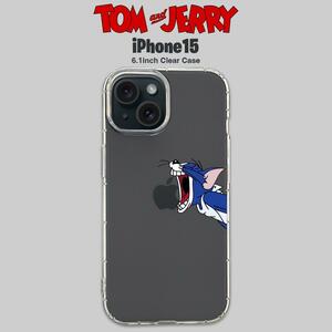 トムとジェリー iPhone15ケース TOM クリア 液晶フィルム付き トム デザイン