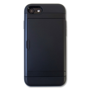 カード収納 iPhoneケース ブラック iPhoneSE 第2世代 第3世代 iPhone7 iPhone8 対応 液晶フィルム付き