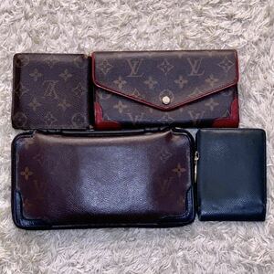 財布4点 Louis Vuitton ルイヴィトン まとめ セット モノグラム ジッピーウォレット 長財布 レティーロ ラウンドファスナー マカサー 1円